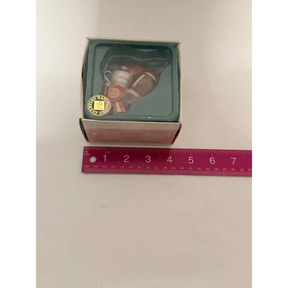 Russ Christmas Ornament Football Award Classic Memories Sports Decor Vintage